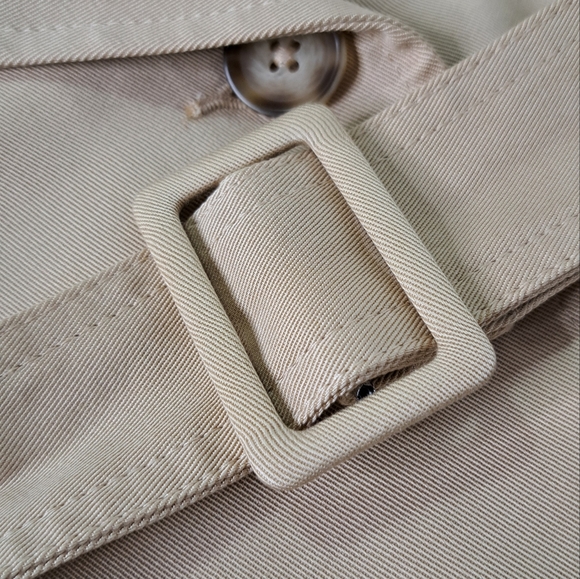 Abercrombie & Fitch Tan Short Belted Trench Coat Size Small - Picture 13 of 14